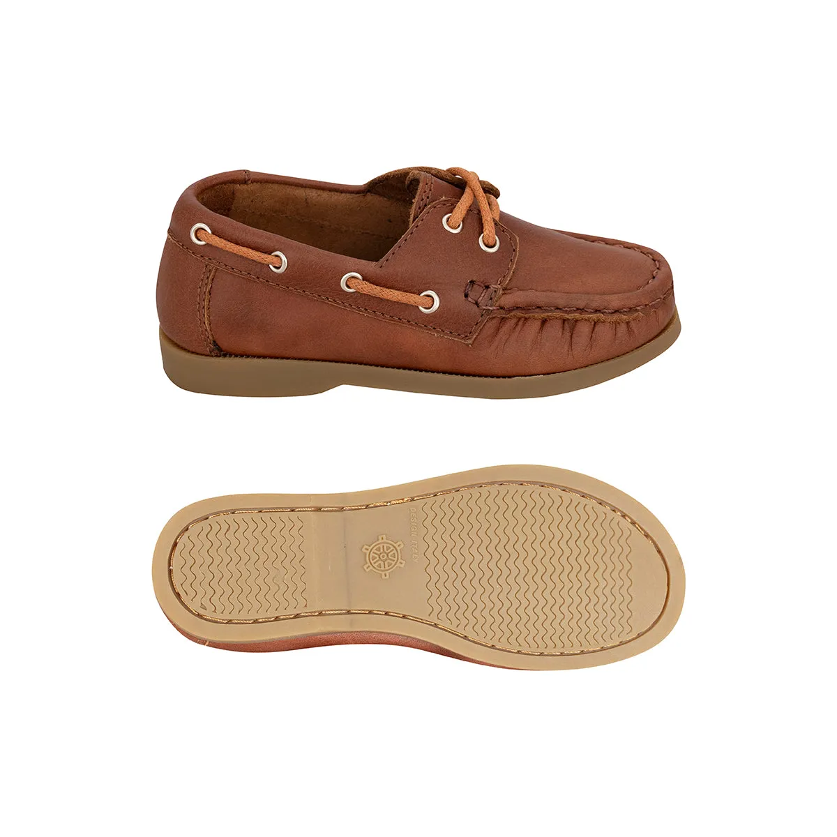Boat Shoes Niño Cuero Graso Cafe