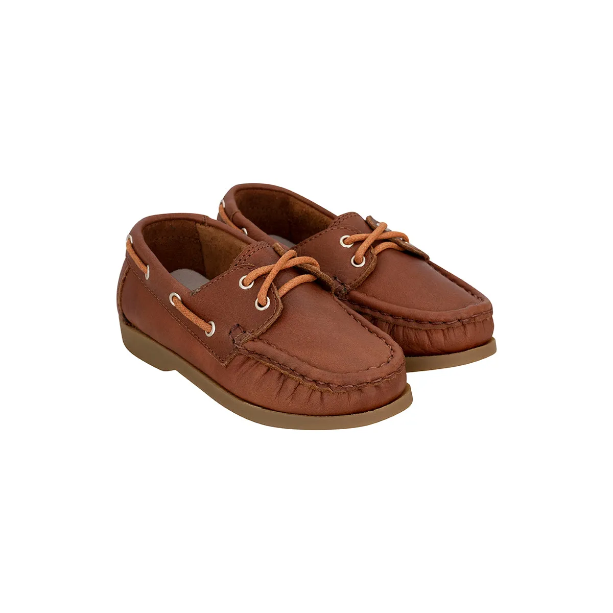 Boat Shoes Niño Cuero Graso Cafe