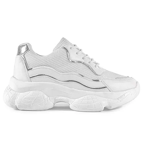 Vendoz Women Premium White Casual Shoes Sneakers - 40 EU