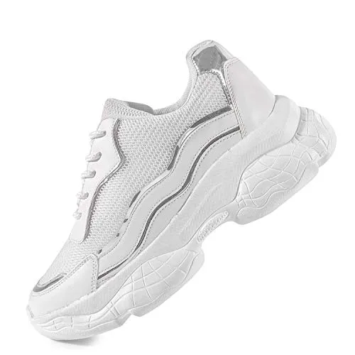 Vendoz Women Premium White Casual Shoes Sneakers - 40 EU
