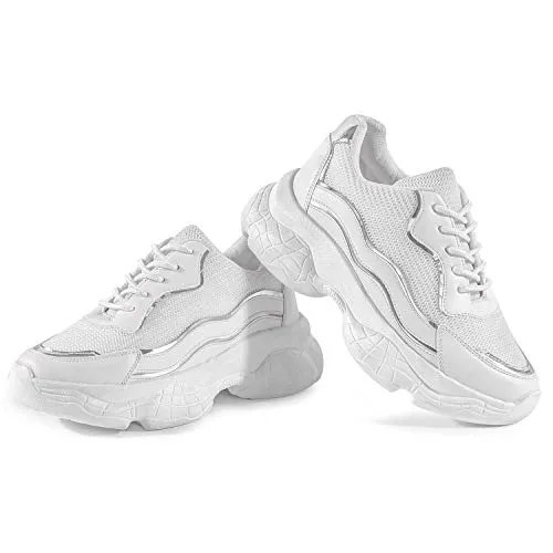 Vendoz Women Premium White Casual Shoes Sneakers - 40 EU